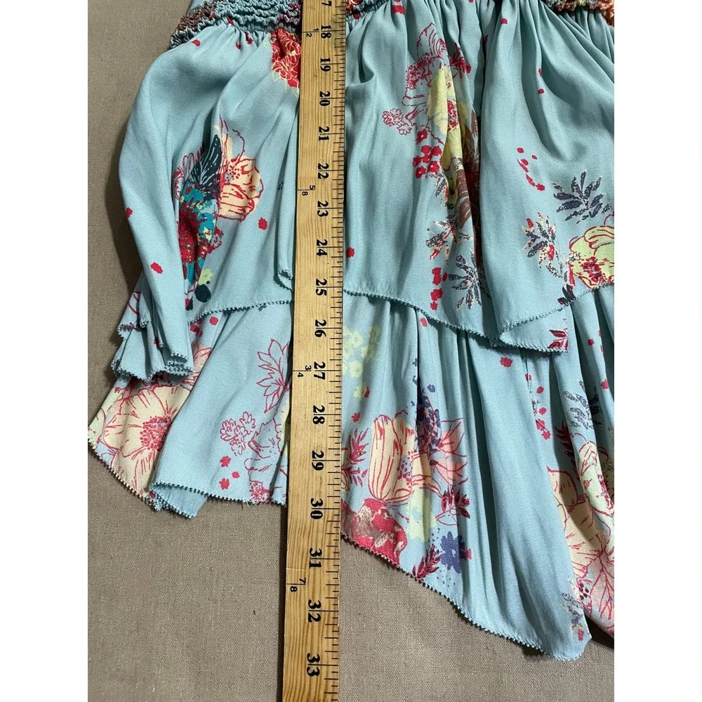 Free People Sleeveless Tunic Top Size XS Tiered Floral Babydoll Boho Grunge